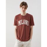 Lc Waikiki Yeni Sezon Bisiklet Yaka Milano Baskılı Penye Erkek Tişört - Pembe - XS
