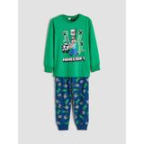 Lc Waikiki Yeni Sezon Bisiklet Yaka Minecraft Baskılı Erkek Çocuk Pijama Takımı - Yeşil - 10 - 11 Yaş