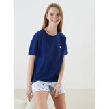 Lc Waikiki Yeni Sezon Bisiklet Yaka Nakisli Kadin Sortlu Pijama Takimi - S59405Z8 - Mavi