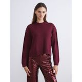 Lc Waikiki Yeni Sezon Bisiklet Yaka Oversize Kadın Triko Kazak - Bordo - XL