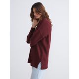 Lc Waikiki Yeni Sezon Bisiklet Yaka Oversize Kadın Triko Kazak - Bordo