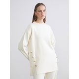 Lc Waikiki Yeni Sezon Bisiklet Yaka Oversize Kadın Triko Kazak - Ekru - M - L
