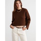 Lc Waikiki Yeni Sezon Bisiklet Yaka Oversize Kadın Triko Kazak - Kahverengi - XS