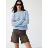 Lc Waikiki Yeni Sezon Bisiklet Yaka Oversize Kadın Triko Kazak - Mavi - XS - S