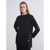 Lc Waikiki Yeni Sezon Bisiklet Yaka Oversize Kadın Triko Kazak - Siyah - M - L