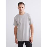 Lc Waikiki Yeni Sezon Bisiklet Yaka Penye Erkek Tişört - Gri - 3XL