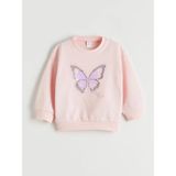Lc Waikiki Yeni Sezon Bisiklet Yaka Pul Işlemeli Kız Çocuk Sweatshirt - Pembe - 1 - 2 Yaş