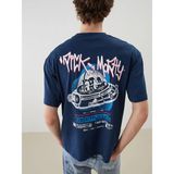 Lc Waikiki Yeni Sezon Bisiklet Yaka Rick And Morty Baskılı Penye Erkek Tişört - İndigo - XL
