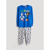 Lc Waikiki Yeni Sezon Bisiklet Yaka Sonic Baskılı Erkek Çocuk Pijama Takımı - Mavi - 11 - 12 Yaş