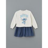 Lc Waikiki Yeni Sezon Bisiklet Yaka Stitch Baskılı Kız Çocuk Elbise - 9 - 10 Yaş - Ekru