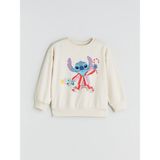 Lc Waikiki Yeni Sezon Bisiklet Yaka Stitch Baskılı Kız Çocuk Sweatshirt - Bej - 9 - 10 Yaş