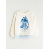 Lc Waikiki Yeni Sezon Bisiklet Yaka Stitch Baskılı Kız Çocuk Sweatshirt - Ekru - 5 - 6 Yaş