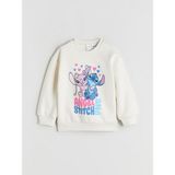 Lc Waikiki Yeni Sezon Bisiklet Yaka Stitch ve Angel Baskılı Kız Çocuk Sweatshirt - Ekru - 2 - 3 Yaş