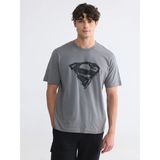 Lc Waikiki Yeni Sezon Bisiklet Yaka Superman Baskılı Erkek Tişört - Koyu Gri - XS