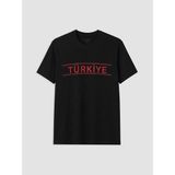 Lc Waikiki Yeni Sezon Bisiklet Yaka Türkiye Baskılı Erkek Tişört - Yeni Siyah