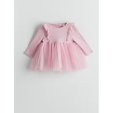 Lc Waikiki Yeni Sezon Bisiklet Yaka Tütülü Kız Bebek Elbise - 2 - 3 Yaş - Pembe