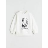 Lc Waikiki Yeni Sezon Bisiklet Yaka Uzun Kollu Atatürk Baskılı Kız Bebek Sweatshirt - Ekru - 2 - 3 Yaş