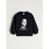 Lc Waikiki Yeni Sezon Bisiklet Yaka Uzun Kollu Atatürk Baskılı Kız Bebek Sweatshirt - Siyah - 1 - 2 Yaş