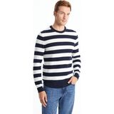 Lc Waikiki Yeni Sezon Bisiklet Yaka Uzun Kollu Çizgili Erkek Triko Kazak - Lacivert - XL