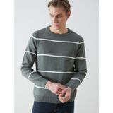Lc Waikiki Yeni Sezon Bisiklet Yaka Uzun Kollu Çizgili Erkek Triko Kazak - Yeşil - 3XL