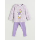 Lc Waikiki Yeni Sezon Bisiklet Yaka Uzun Kollu Daisy Duck Baskılı Kız Bebek Sweatshirt ve Tayt 2'li - Mor - 6 - 9 Ay