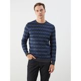 Lc Waikiki Yeni Sezon Bisiklet Yaka Uzun Kollu Desenli Erkek Triko Kazak - Indigo - M