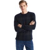 Lc Waikiki Yeni Sezon Bisiklet Yaka Uzun Kollu Ekose Erkek Triko Kazak - Lacivert