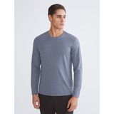 Lc Waikiki Yeni Sezon Bisiklet Yaka Uzun Kollu Erkek Tişört - Gri - 2XL