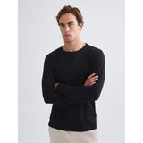 Lc Waikiki Yeni Sezon Bisiklet Yaka Uzun Kollu Erkek Tişört - Siyah - 2XL