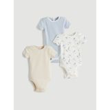 LC Waikiki Yeni Sezon Bisiklet Yaka Uzun Kollu Kız Bebek Çıtçıtlı Bodysuit 2'li - Ekru - 6 - 9 Ay