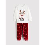 Lc Waikiki Yeni Sezon Bisiklet Yaka Yılbaşı Temalı Erkek Çocuk Pijama Takımı - Ekru - 4 - 5 Yaş