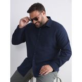 Lc Waikiki Yeni Sezon Büyük Beden Armürlü Erkek Gömlek - 6XL - Lacivert