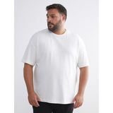 Lc Waikiki Yeni Sezon Büyük Beden Basic Penye Erkek Tişört - Ekru - 3XL