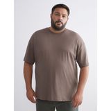 Lc Waikiki Yeni Sezon Büyük Beden Basic Penye Erkek Tişört - Kahverengi - 3XL