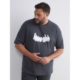 Lc Waikiki Yeni Sezon Büyük Beden Baskılı Penye Erkek Tişört - Antrasit - 3XL