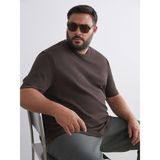 Lc Waikiki Yeni Sezon Büyük Beden Baskılı Penye Erkek Tişört - Kahverengi - 4XL