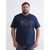 Lc Waikiki Yeni Sezon Büyük Beden Baskılı Penye Erkek Tişört - Lacivert - 4XL
