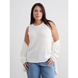 Lc Waikiki Yeni Sezon Büyük Beden Bisiklet Yaka Kadın Triko Kazak - Ekru - 6XL