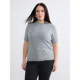 Lc Waikiki Yeni Sezon Büyük Beden Bisiklet Yaka Taşlı Kadın Triko Kazak - Gri - 4XL