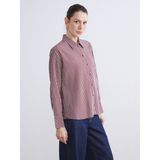 Lc Waikiki Yeni Sezon Büyük Beden Çizgili Oversize Poplin Kadın Gömlek - 48 - Kırmızı