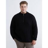 Lc Waikiki Yeni Sezon Büyük Beden Dik Yaka Erkek Triko Kazak - Siyah - 5XL - 6XL