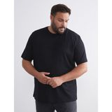 Lc Waikiki Yeni Sezon Büyük Beden Kabartma Baskılı Penye Erkek Tişört - Siyah - 6XL
