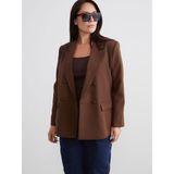 Lc Waikiki Yeni Sezon Büyük Beden Kadın Blazer Ceket - Kahverengi - 44