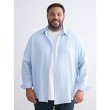 Lc Waikiki Yeni Sezon Büyük Beden Keten Karışımlı Erkek Gömlek - 3XL - Mavi