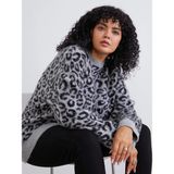 Lc Waikiki Yeni Sezon Büyük Beden Leopar Desenli Kadın Triko Kazak - Gri - 2XL