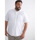 Lc Waikiki Yeni Sezon Büyük Beden Regular Fit Kısa Kollu Keten Karışımlı Erkek Gömlek - 3XL - Beyaz