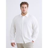 Lc Waikiki Yeni Sezon Büyük Beden Regular Fit Uzun Kollu Armürlü Erkek Gömlek - 3XL - Ekru
