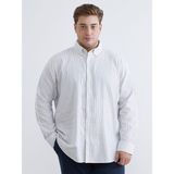 Lc Waikiki Yeni Sezon Büyük Beden Regular Fit Uzun Kollu Çizgili Erkek Gömlek - 4XL - Beyaz