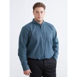 Lc Waikiki Yeni Sezon Büyük Beden Regular Fit Uzun Kollu Gabardin Erkek Gömlek - 3XL - Yeşil