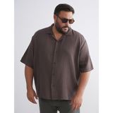 Lc Waikiki Yeni Sezon Büyük Beden Resort Yaka Kısa Kollu Müslin Erkek Gömlek - 3XL - Kahverengi